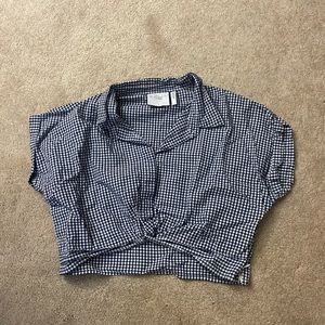 Blue gingham crop top